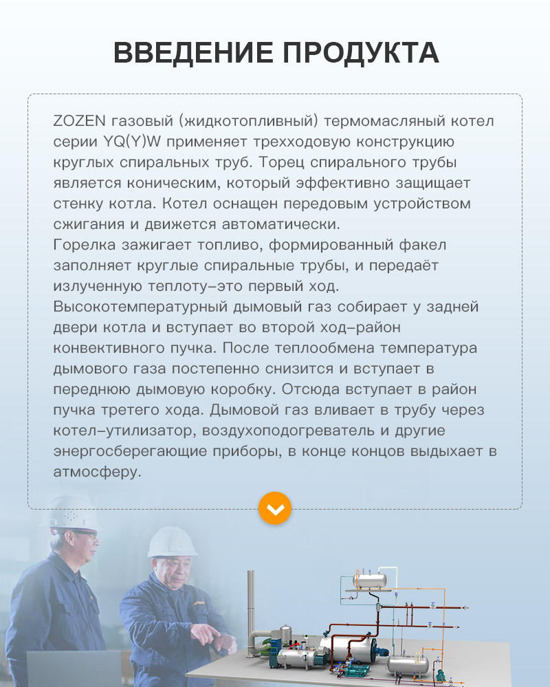 Газовый/жидкотопливный горизонтальный термомасляный котёл серии YQ(Y)W